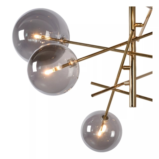 Lampadario oro sfere di vetro fume moderno per soggiorno