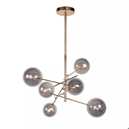 Lampadario oro sfere di vetro fume moderno per soggiorno