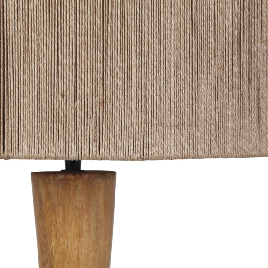 Lampada da terra piantana di legno per salotto paralume di juta
