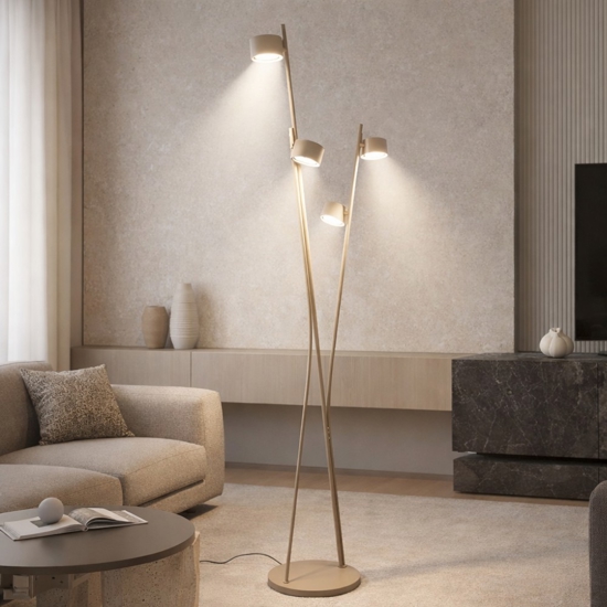 Piantana beige luci orientabili moderna per soggiorno