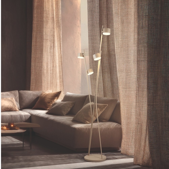 Piantana beige luci orientabili moderna per soggiorno