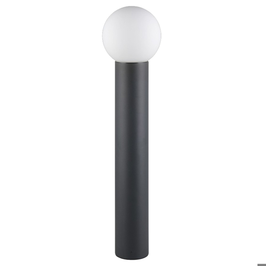 Lampione da giardino alluminio antracite sfera di vetro bianco ip44