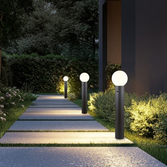 Lampione da giardino con sensore di movimento crepuscolare antracite
