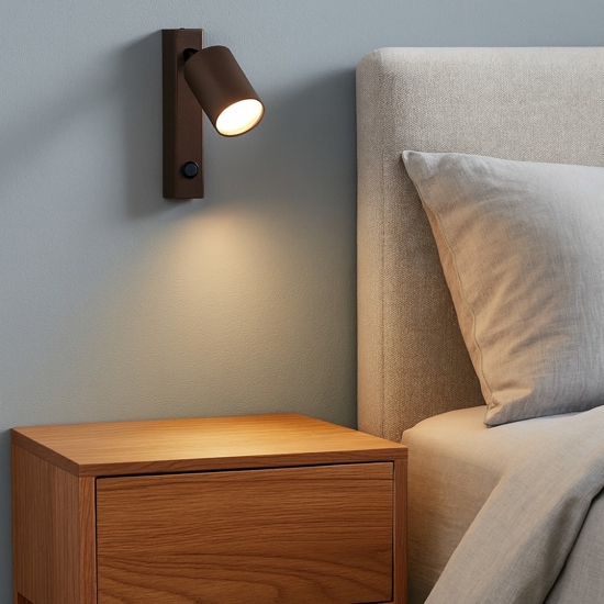Applique marrone orientabile per comodino camera da letto