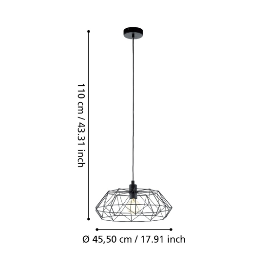 Lampadario per cucina nero eglo carlton