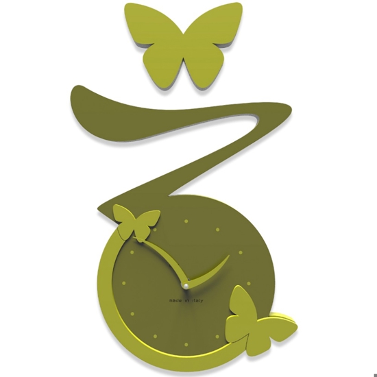 Orologio da parete farfalle legno colore verde oliva