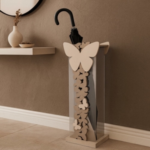 Portaombrelli moderno farfalle legno colore tortora