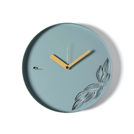 Orologio rotondo da muro verde moderno con foglie