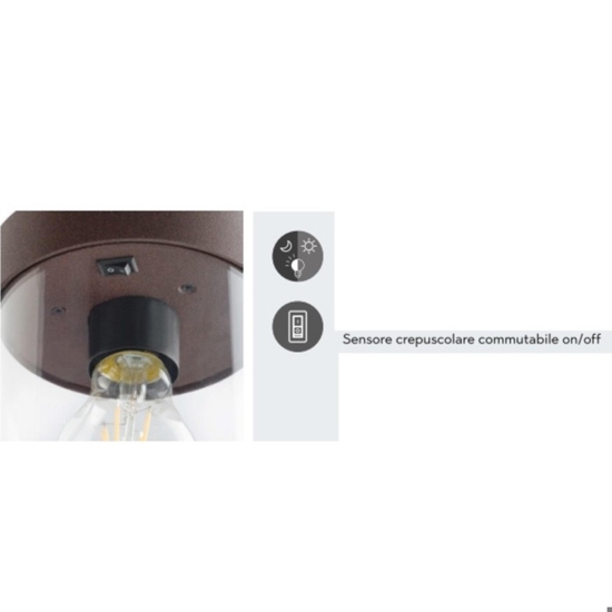 Lampioncino da giardino rustico marrone con sensore crepuscolare