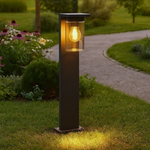 Lampioncino da giardino nero con sensore crepuscolare