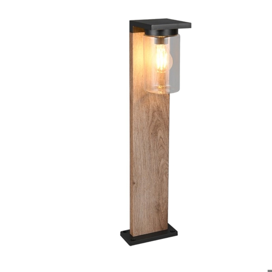 Lampione da giardino effetto legno con sensore crepuscolare interruttore