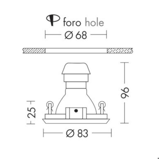 Faretto gu10 tondo metallo bianco da incasso per soffitto in cartongesso