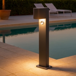 Lampioncino da giardino antracite moderno con sensore di movimento