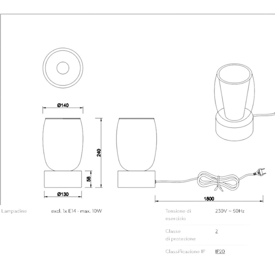 Abat jour lampada da comodino cromo design vetro trasparente