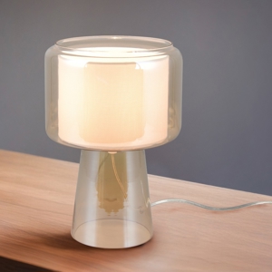 Lampada da comodino moderna in vetro ambra per camera da letto