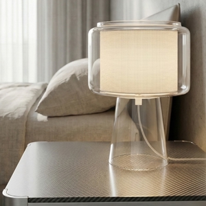 Lampada da comodino moderna di vetro trasparente per camera da letto
