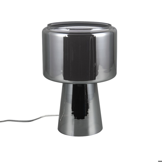 Lampada in vetro cromo con paralume di tessuto per camera da letto