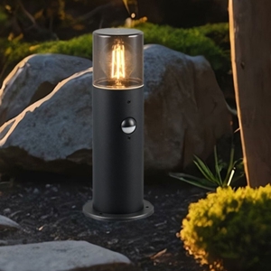 Lampioncino nero da giardino tubolare con sensore di movimento