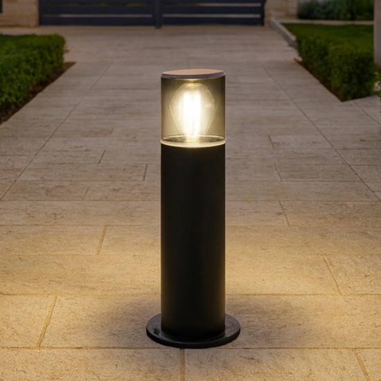 Lampioncino nero da giardino moderno cilindro
