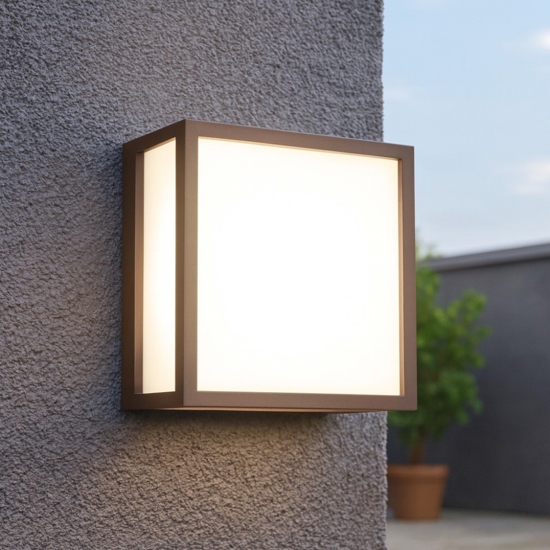 Applique corten marrone per esterno quadrato isyluce quad déco