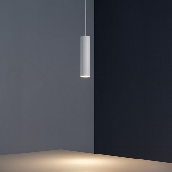 Lampada a sospensione cilindro bianco per isola cucina