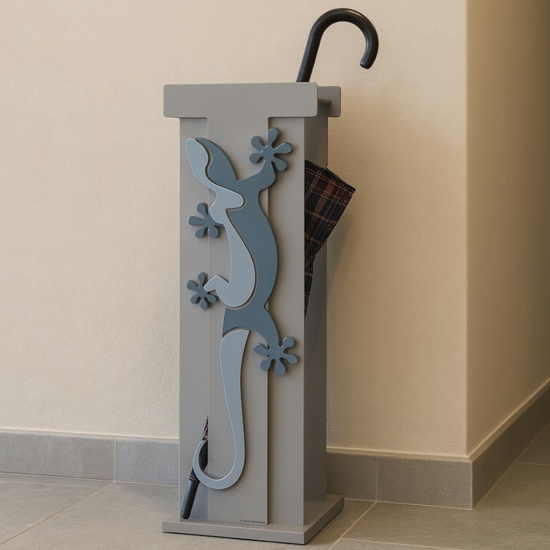 Portaombrelli moderno geko legno colore azzurro polvere