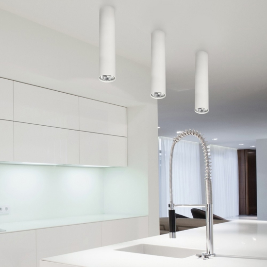 Cilindro da soffitto faretto bianco metallo 40cm