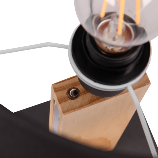 Lampada da tavolo di legno moderna paralume nero