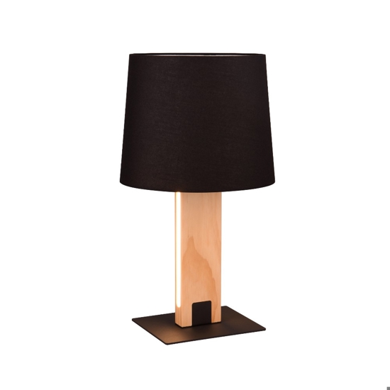 Lampada da tavolo di legno moderna paralume nero