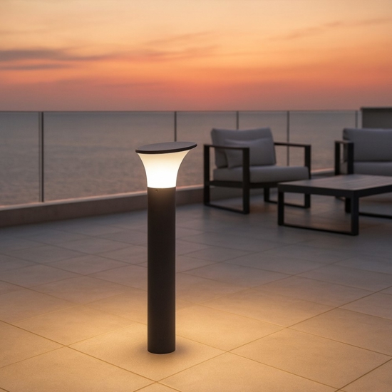 Lampione da giardino moderno paletto grafite 70cm ip44