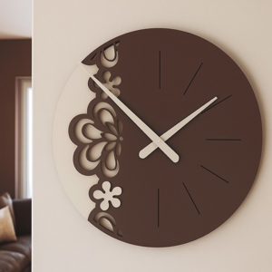 Orologio da parete design particolare legno cioccolato moderno tondo
