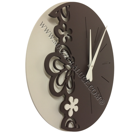 Orologio da parete design particolare legno cioccolato moderno tondo