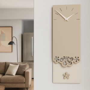 Merletto orologio da parete a pendolo moderno legno colore caffelatte