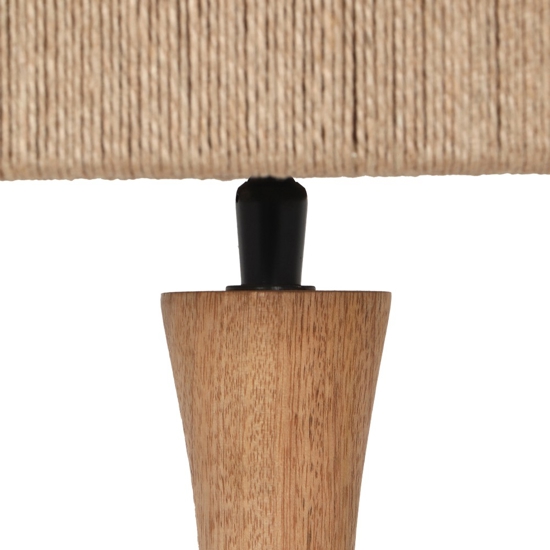 Lampada da tavolo di legno con paralume in juta