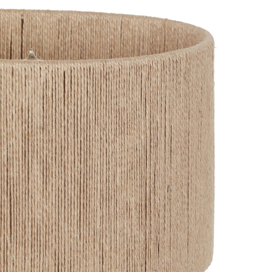 Lampada da tavolo di legno con paralume in juta