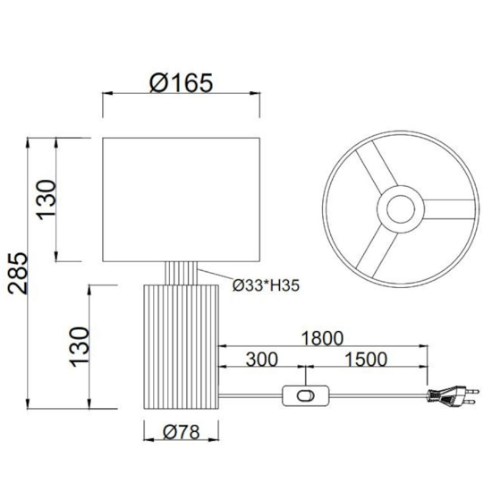 Lampada da comodino con base in bambu per camera da letto
