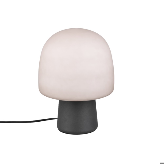 Lampada da comodino moderna fungo vetro bianco base nera