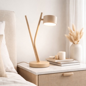 Lampada da comodino beige moderna luce orientabile