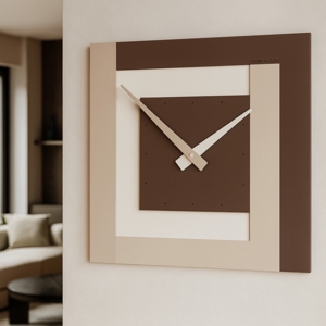 Orologio da parete moderno marrone nocciola quadrato