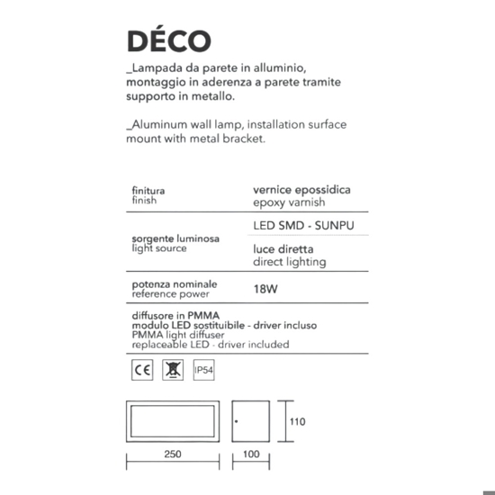 Isyluce deco applique da esterno led 18w 3000k bianca moderna