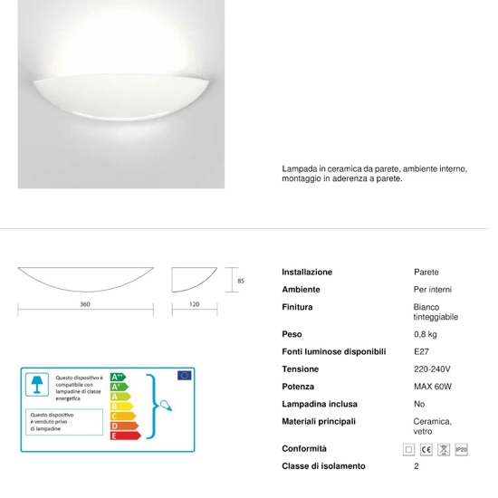 Isyluce shell applique di gesso bianca 