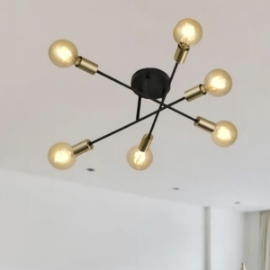 Plafoniera nero oro 6 luci orientabile per cucina