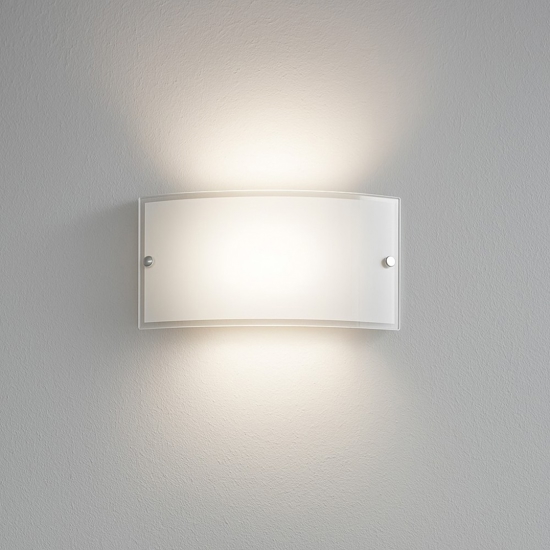 Applique bianco vetro curvo per interno moderni