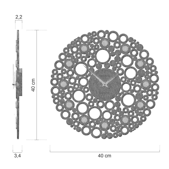 Orologio da parete rotondo in legno ottanio traforato