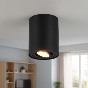 Faretto cilindro moderno nero luce orientabile