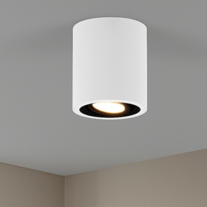 Faretto da soffitto luce gu10 orientabile cilindro bianco e nero