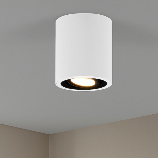 Faretto da soffitto luce gu10 orientabile cilindro bianco e nero