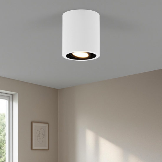 Faretto da soffitto luce gu10 orientabile cilindro bianco e nero