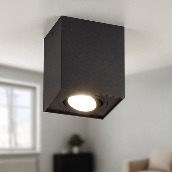 Faretto da soffitto squadrato nero orientabile