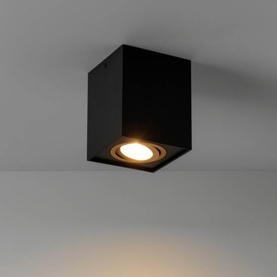 Faretto da soffitto orientabile cubo nero oro